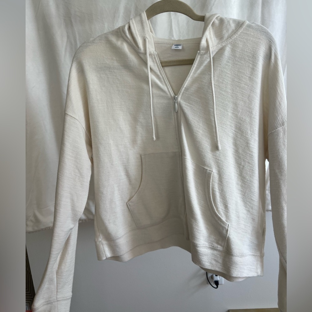 cream zip up hoodie from old navy